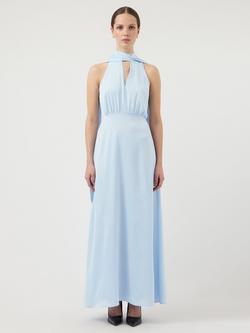 YAS Thea Drape Neck Maxi Dress, Light Blue, Light Blue