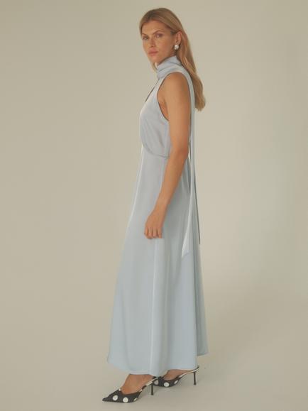 YAS Thea Drape Neck Maxi Dress, Light Blue - view 2, Light Blue