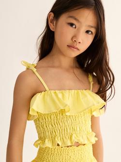 Cozmo Kids' Bellisk Linen-Cotton Strappy Top, Yellow, Yellow