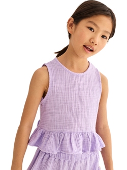Cozmo Kids' Blairk Sleeveless Gathered Hem Top, Lavender, Lavender