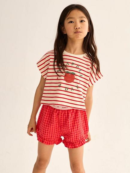 Cozmo Kids' Selvak Apple Stripe T-Shirt, Tomato, Tomato