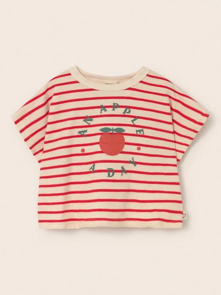 Cozmo Kids' Selvak Apple Stripe T-Shirt, Tomato - view 2, Tomato