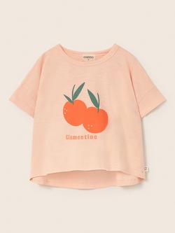 Cozmo Kids' Syrak Cotton Clementine T-Shirt, Cloud Pink - view 2, Cloud Pink