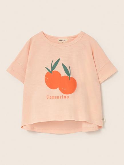 Cozmo Kids' Syrak Cotton Clementine T-Shirt, Cloud Pink - view 2, Cloud Pink