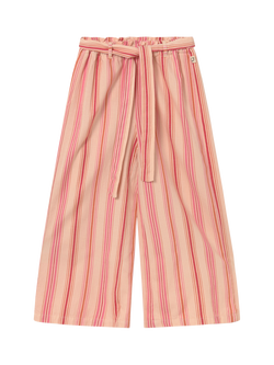 Cozmo Kids' Striped Cropped Ankle Trousers, Pink - view 2, Pink
