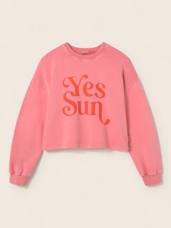 Cozmo Kids' Vegak Cotton Slogan Sweatshirt, Candy Pink, Candy Pink