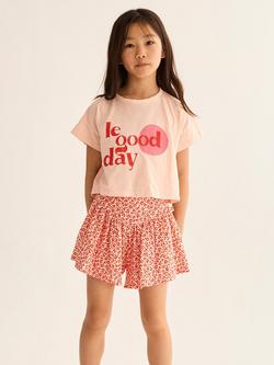 Cozmo Kids' Flork V-Waistband Cotton Shorts, Tomato, Tomato