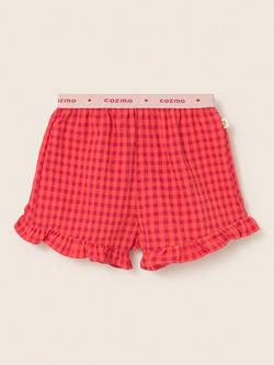 Cozmo Kids' Judk Cotton Check Ruffle Shorts - view 2, Tomato