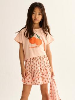 Cozmo Kids' Mollyk Cotton Floral Ruffle Skirt, Cloud Pink, Cloud Pink