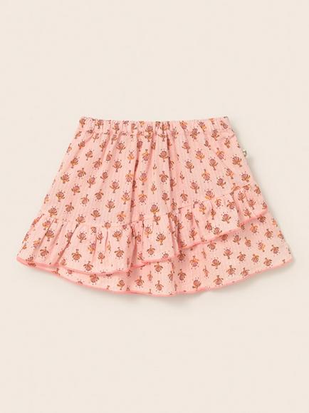 Cozmo Kids' Mollyk Cotton Floral Ruffle Skirt, Cloud Pink - view 2, Cloud Pink