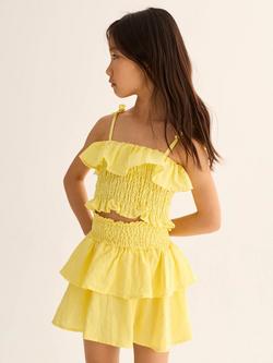 Cozmo Kids' Sinrtak Linen-Cotton Ruffle Skirt, Yellow - view 2, Yellow