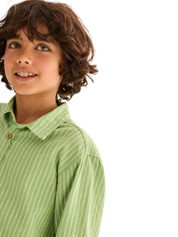 Cozmo Kids' Erick Long Sleeve Striped Shirt, Green - view 2, Green