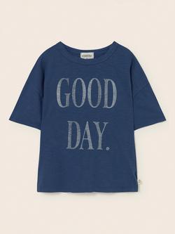 Cozmo Kids' Jonk Round Neck Good Day T-Shirt, Navy - view 2, Navy