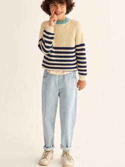 Cozmo Kids' Echok Striped Denim Trousers, Bluefine, Bluefine