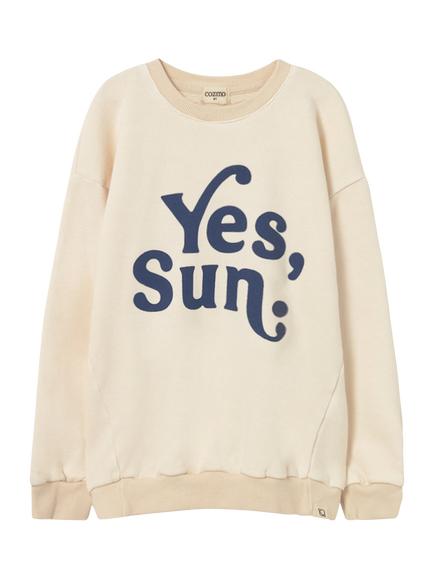 Cozmo Kids' Atlask Fleece Slogan Sweatshirt, Ivory - view 2, Ivory