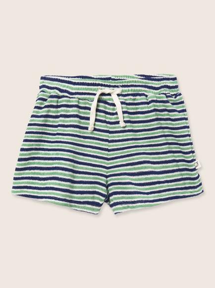 Cozmo Kids' Striped Drawstring Towelling Shorts, Blue/Green, Blue/Green