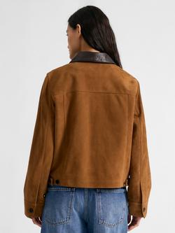 Albaray Boxy Pure Suede Barn Jacket, Tan - view 2, Tan
