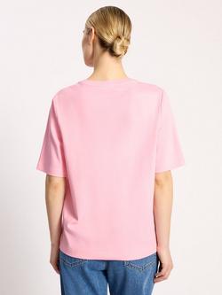 Albaray Crew Neck Boxy T-Shirt, Pink - view 2, Pink