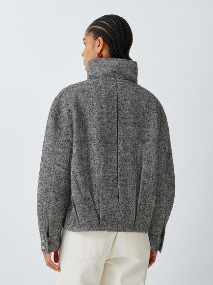 John Lewis Wool Blend Bomber Jacket, Grey - view 2, Grey