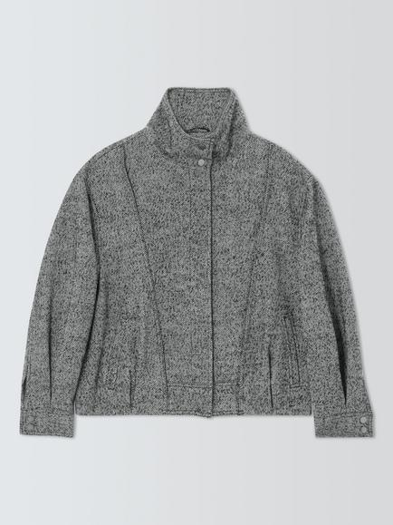 John Lewis Wool Blend Bomber Jacket, Grey, Grey