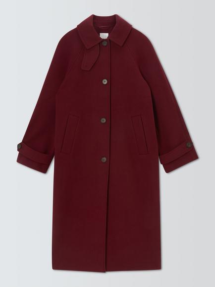 John Lewis Wool Blend Car Coat, Berry
