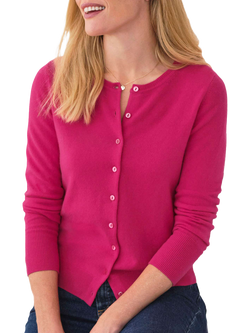 Pure Collection Pure Cashmere Button Down Cardigan, Petunia Pink, Petunia Pink