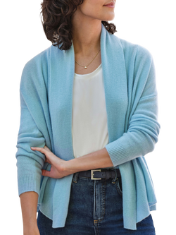 Pure Collection Open Neck Pure Cashmere Cardigan, Seaspray, Seaspray