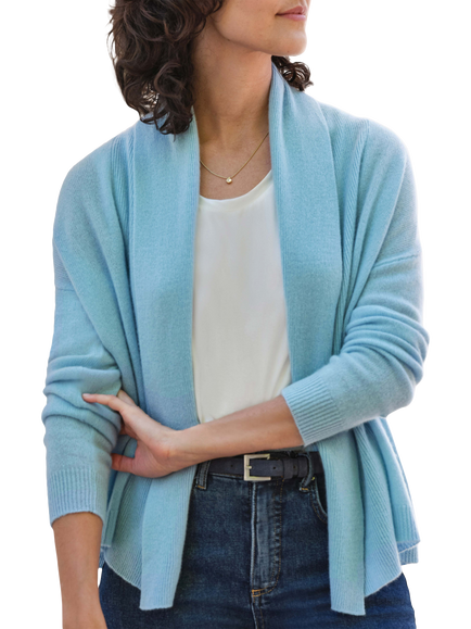 Pure Collection Open Neck Pure Cashmere Cardigan, Seaspray, Seaspray
