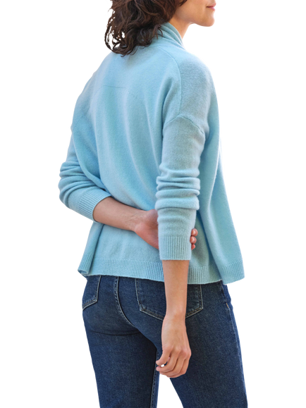 Pure Collection Open Neck Pure Cashmere Cardigan, Seaspray - view 2, Seaspray