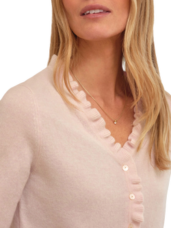 Pure Collection Ruffle Trim Pure Cashmere Cardigan - view 2, Pink Mist