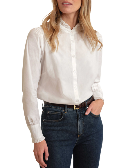 Pure Collection Frill Detail Shirt, White, White