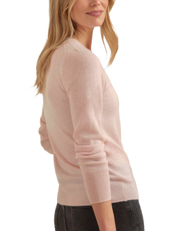 Pure Collection Crew Neck Pure Cashmere Jumper, Pink Mist - view 2, Pink Mist
