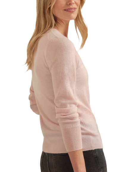 Pure Collection Crew Neck Pure Cashmere Jumper, Pink Mist - view 2, Pink Mist