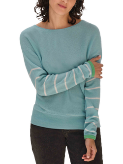 Pure Collection Stripe Pure Cashmere Jumper, Spring Time Blue, Spring Time Blue