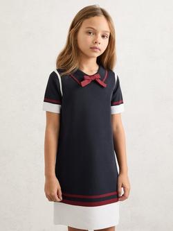 Reiss Kids' Hailey Colour Block Shift Dress, Navy, Navy