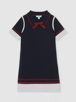 Reiss Kids' Hailey Colour Block Shift Dress, Navy - view 2, Navy