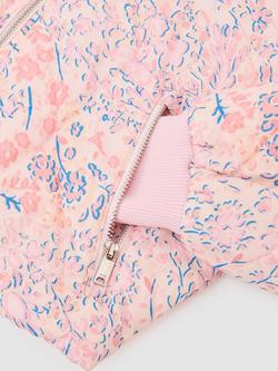 Reiss Kids' Nina Floral Quilted Bomber Jacket, Pink - view 2, Pink