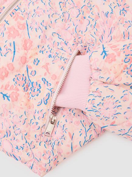 Reiss Kids' Nina Floral Quilted Bomber Jacket, Pink - view 2, Pink