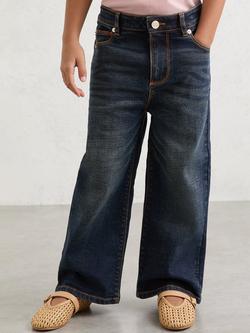 Reiss Kids' Scarlett Wide Leg Denim Jeans, Indigo, Indigo