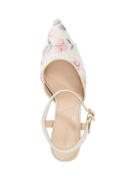 Dune London Cultivated Floral Fabric Court Shoes, Natural - view 2, Natural