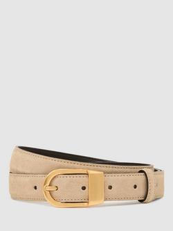 Reiss Hazel Pure Suede Belt, Stone, Stone