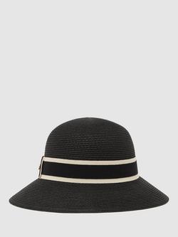Reiss Cindy Ribbon Straw Hat, Black, Black