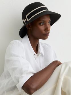 Reiss Cindy Ribbon Straw Hat, Black - view 2, Black