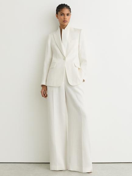 Reiss Alyx Linen Rich Jacket, White, White