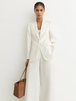 Reiss Petite Alyx Single-Breasted Linen Blend Blazer, White, White
