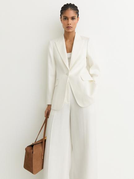 Reiss Petite Alyx Single-Breasted Linen Blend Blazer, White, White