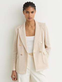 Reiss Petite Fiore Open Weave Blazer, Cream, Cream