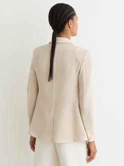 Reiss Petite Fiore Open Weave Blazer, Cream - view 2, Cream