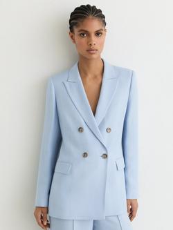 Reiss Magda Double Breasted Blazer, Light Blue