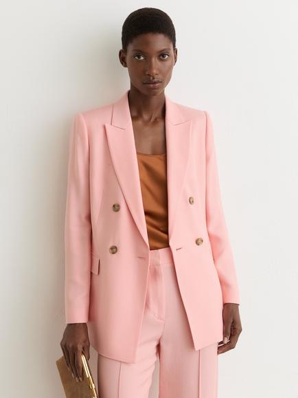 Reiss Petite Magda Double Breasted Jacket, Pink, Pink